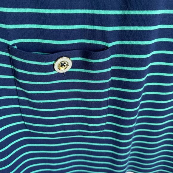 SAIL TO STABLE Nautical Green and Navy Shift Dress Oversize Buttons Coastal Boat - Picture 3 of 11